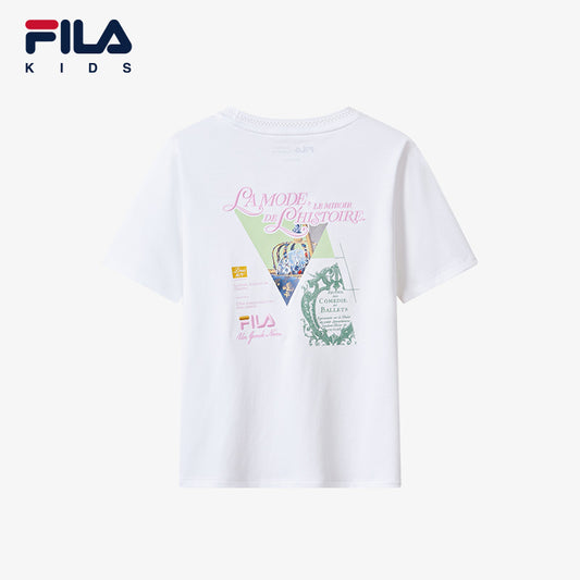 FILA KIDS WHITE LINE x RMN Girls Short Sleeve T-shirt (White/Green)
