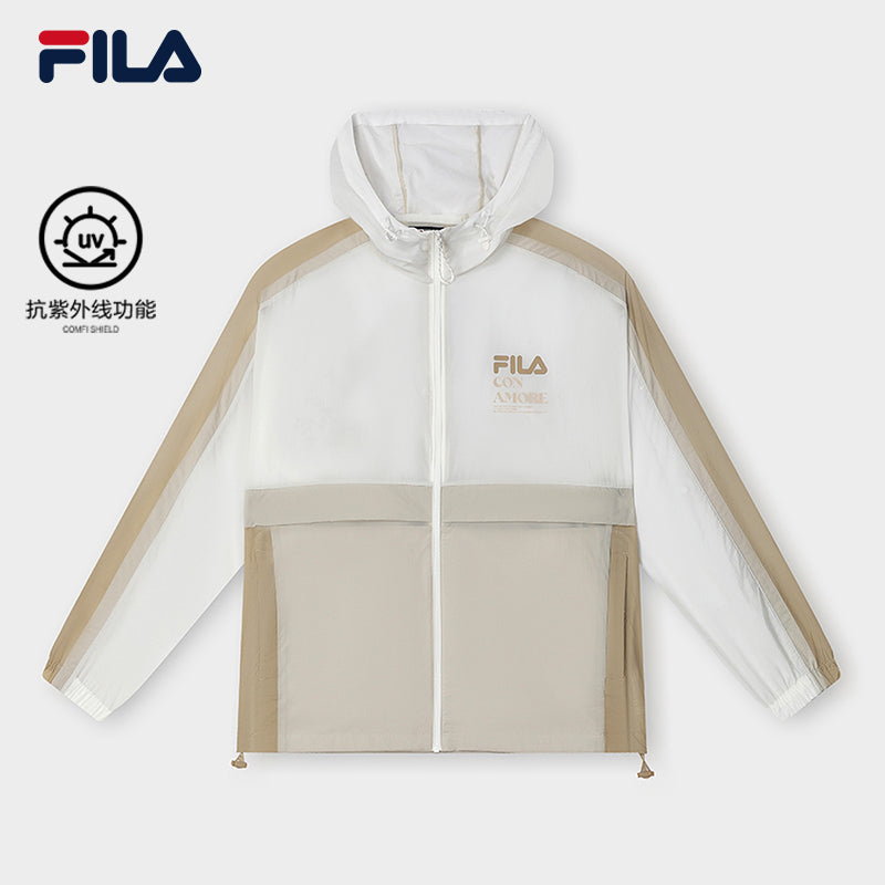 FILA CORE WHITE LINE Men's Thin Jacket with Hood in White/Beige (UV Protection)