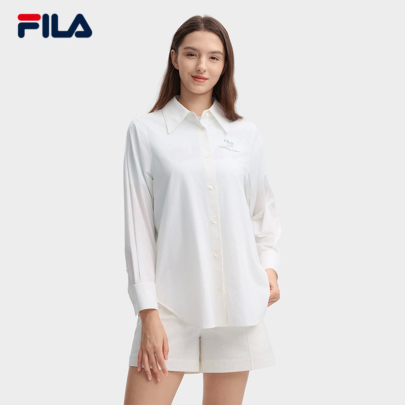 FILA CORE LIFESTYLE HERITAGE MYSTERIOUS JOURNEY Women Long Sleeve Shirt White