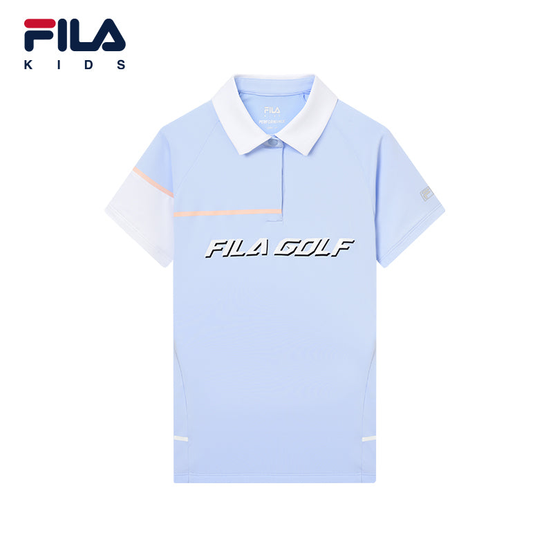 FILA KIDS PERFORMANCE Golf Girl's Short Sleeve Polo in Light Blue