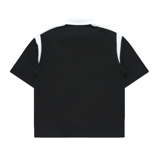 FILA FUSION Men's INLINE Baseball Short Sleeve Polo Shirt in Black