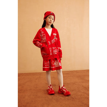 [ CNY Collection ] FILA KIDS ORIGINALE Chinese New Year Girl's Cardigan in Red