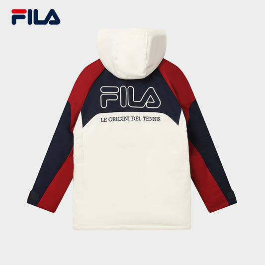 FILA CORE Men's RETRO SPORTS WHITE LINE ORIGINALE Mid Length Down Jacket in Ash