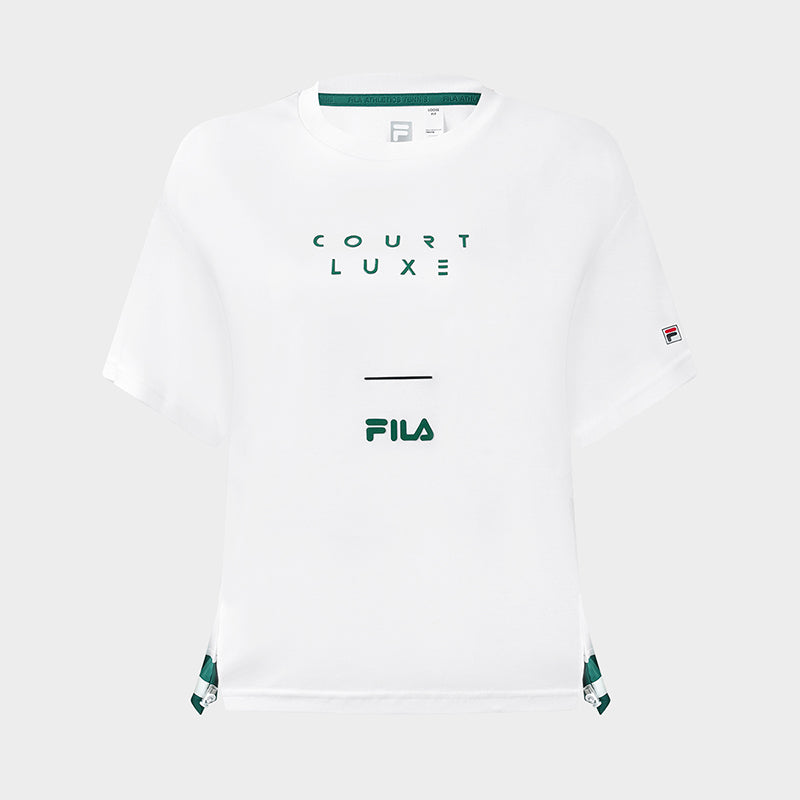 White fila t hot sale shirt women's