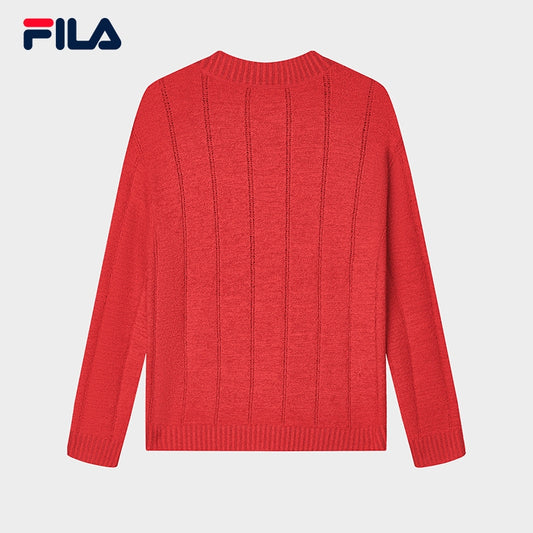 FILA CORE Women's HYGGE ELEGANCE CROSS OVER MODERN HERITAGE Knit Sweater in Red