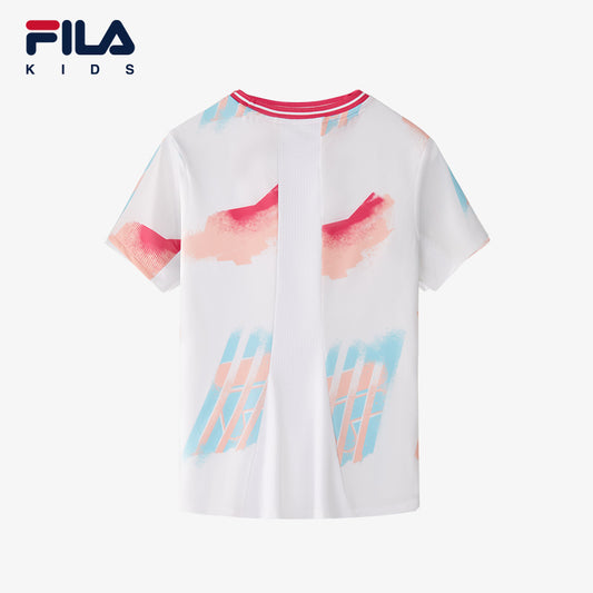 (140-165cm) FILA KIDS ART IN SPORTS PERFORMANCE TENNIS Girl's Short Sleeve T-shirt in Full Print