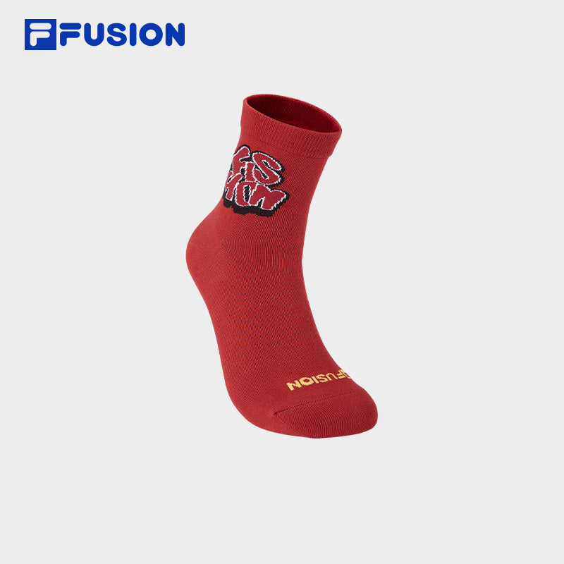 FILA FUSION INLINE FILA FUSION LIFE ACCESSORIES Unisex Middle Socks (Ash / Red)