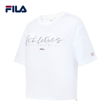FILA CORE Women's BLACK ATHLETICS FITNESS Short Sleeve T-shirt in White