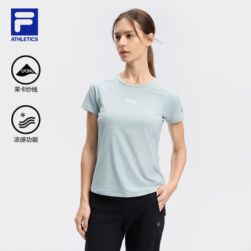 FILA CORE ATHLETICS BLACK Women Short Sleeve T-shirt (Turquoise / White)