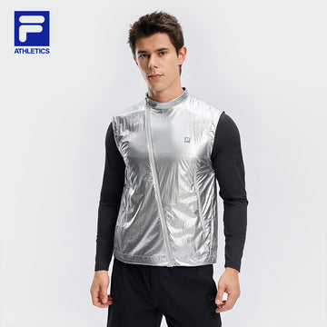 FILA CORE ATHLETICS BLACK Men Woven Top (Silver)