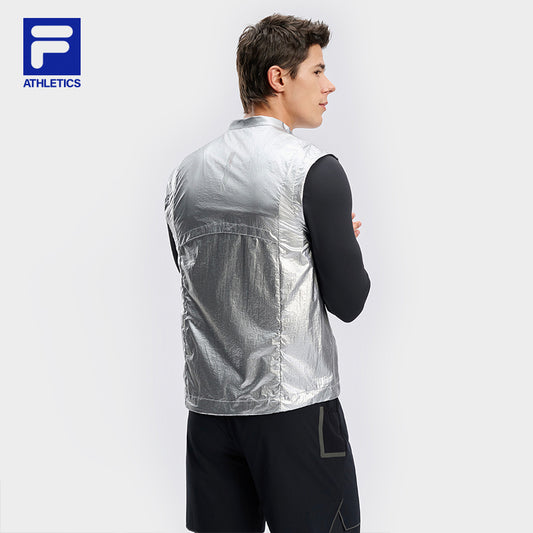 FILA CORE ATHLETICS BLACK Men Woven Top (Silver)