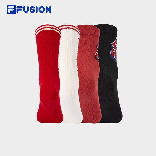 FILA FUSION INLINE FILA FUSION LIFE ACCESSORIES Unisex Socks Gift Set (4pcs) (Black/White/Red)