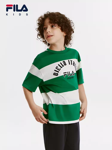 (130-170cm) FILA Kids Boys Originale Short Sleeve T-shirt in Green