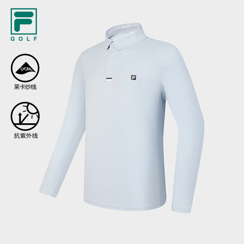 FILA CORE ATHLETICS GOLF SLOPS TO FIELD Men Long Sleeve Polo (Light Blue)