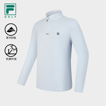 FILA CORE ATHLETICS GOLF SLOPS TO FIELD Men Long Sleeve Polo (Light Blue)