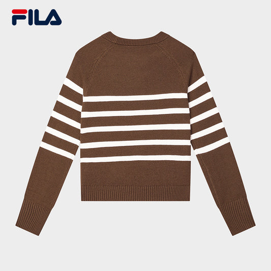 FILA CORE LIFESTYLE WHITE LINE GRENOBLE Women Knit Sweater (Brown)