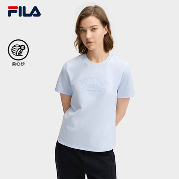 FILA CORE LIFESTYLE WHITE LINE THE GALLERIA VITTORIO EMANUELE II Women Short Sleeves T-Shirt (Light Blue / White)