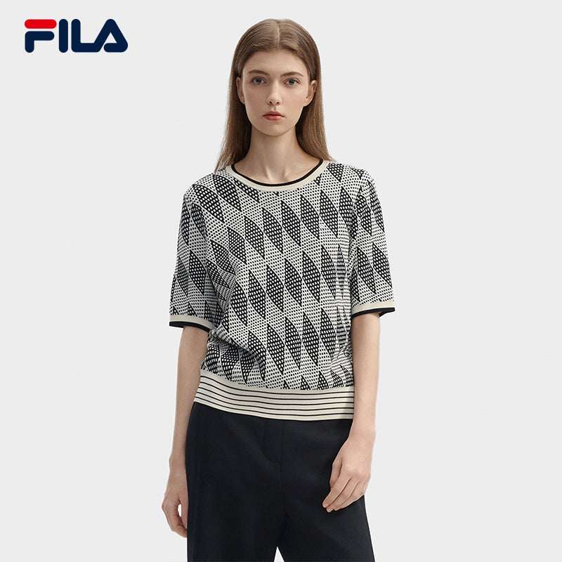 FILA CORE LIFESTYLE WHITE ORTISEI Women Knit Sweater (Black)