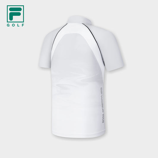 FILA CORE ATHLETICS GOLF (DP WORLD TOUR) Men Short Sleeve Polo (Full Print White)