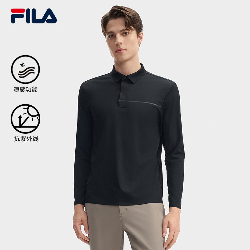 FILA CORE LIFESTYLE BLUE CHEVAL BLANC COURCHEVEL Men Long Sleeve Polo (Black / Grey)