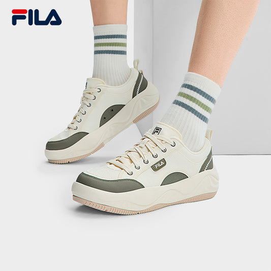 FILA CORE FASHION COOKIES Men & Women Canvas Shoes (Black / Cream/Green / White-Brown)