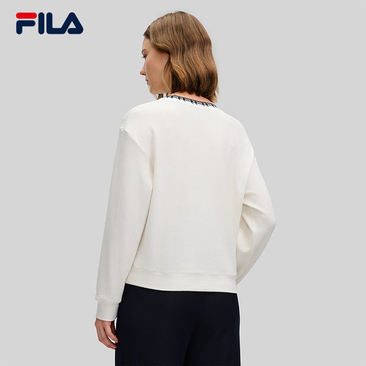 FILA CORE LIFESTYLE EMERALD ELEGANT HEART Women Pullover Sweater (White)