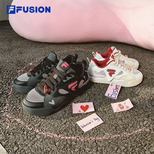 [V-Day Edition] FILA FUSION KICK II Women & Men Skate Shoes (Valentine's Couple Sneakers - Black and White )