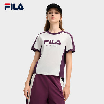 FILA CORE LIFESTYLE ORIGINALE VANGUARD EXPLORATION Women Short Sleeves T-Shirt (Purple / White)