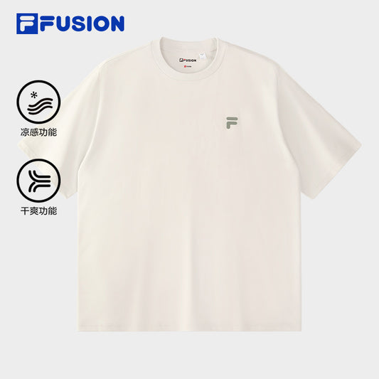 FILA FUSION INLINE URBAN TECH Men Short Sleeve T-shirt (White / Light Khaki)