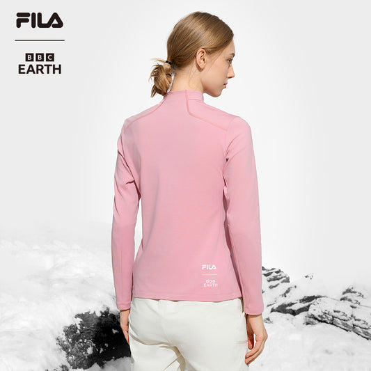 FILA CORE ATHLETICS EXPLORE X BBC EARTH PATHWAYS OF WONDER Women Long Sleeve Top (Black / Pink / White)