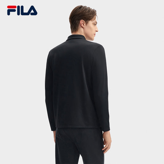 FILA CORE LIFESTYLE BLUE GEOMETRIC SNOW ART Men Long Sleeve Polo (Black / Pink)