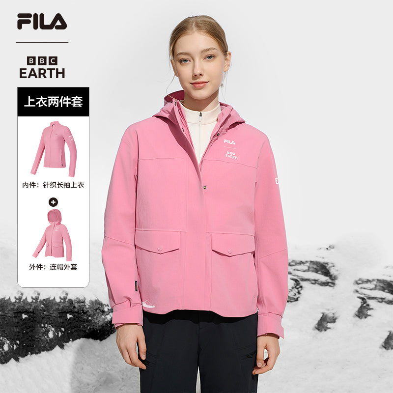 FILA CORE ATHLETICS EXPLORE X BBC EARTH PATHWAYS OF WONDER Women 2-piece Top (Pink)