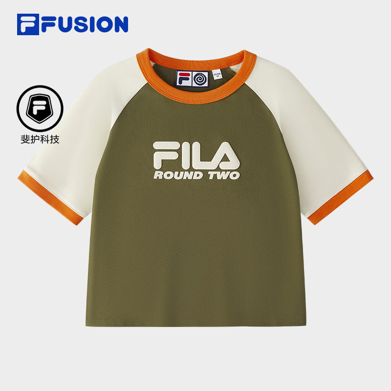 FILA FUSION CROSS OVER FUSION X ROUND TWO URBAN WAVE RIDER Women Short Sleeves T-Shirt (Green)