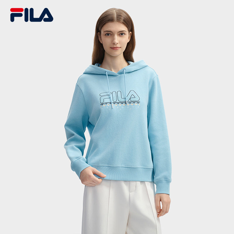 FILA CORE LIFESTYLE WHITE LINE GRENOBLE Women Hoodie (Light Blue)