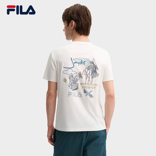 FILA CORE LIFESTYLE HERITAGE MYSTERIOUS JOURNEY Men Short Sleeve T-shirt (White)