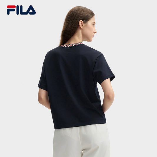 FILA CORE LIFESTYLE MH1 DNA-FRENCH CHIC Women Short Sleeve T-shirt (Navy)