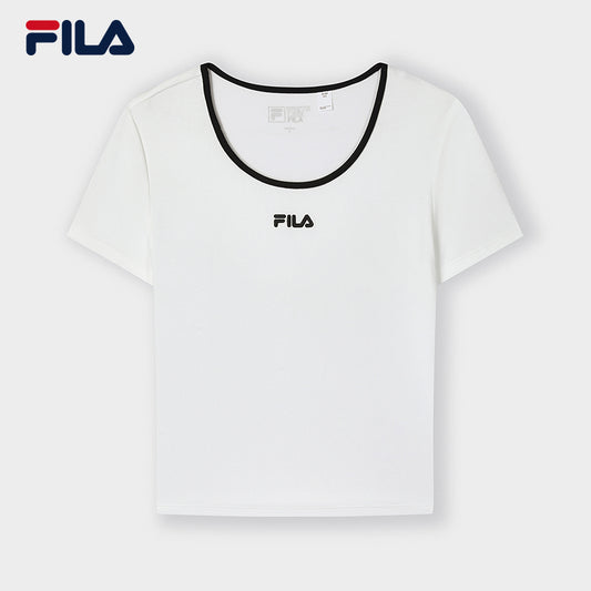 FILA CORE WHITE LINE Women Short Sleeve T-shirt (Black/White)