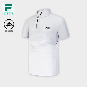 FILA CORE ATHLETICS GOLF (DP WORLD TOUR) Men Short Sleeve Polo (Full Print White)