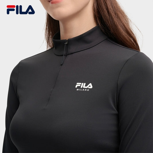 FILA CORE LIFESTYLE MILANO Women Long Sleeve Crop Top (Black)