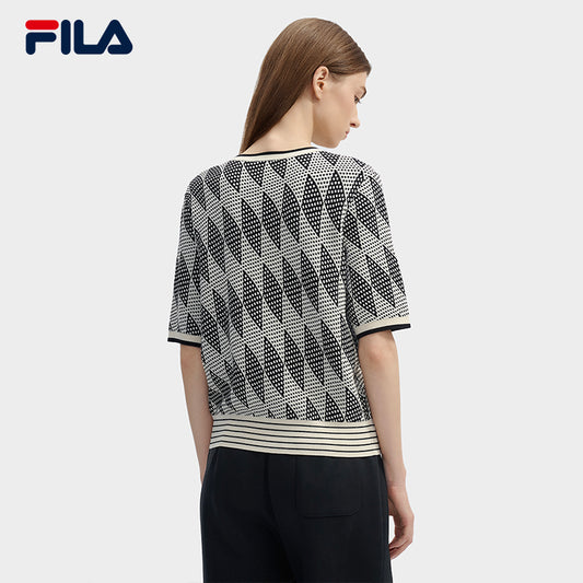 FILA CORE LIFESTYLE WHITE ORTISEI Women Knit Sweater (Black)