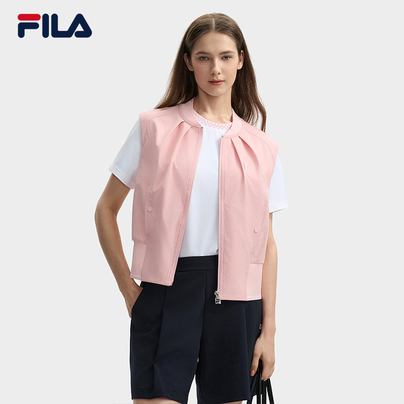 FILA CORE LIFESTYLE MODERN HERITAGE DNA-FRENCH CHIC Women Woven Vest (Light Pink)