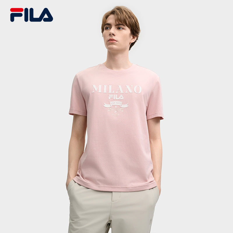 FILA CORE LIFESTYLE MILANO STROLLING MILAN Men Short Sleeves T-Shirt (Black / Light Khaki / Pink)