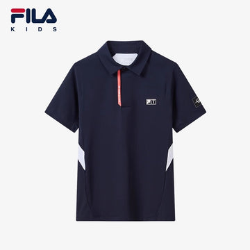 FILA KIDS PERFORMANCE GOLF DP WORLD TOUR Boy's Short Sleeve Polo T-Shirt (Dark Blue)