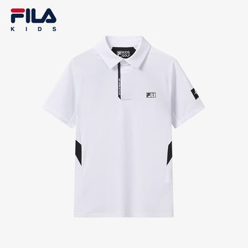 FILA KIDS PERFORMANCE GOLF DP WORLD TOUR Boy's Short Sleeve Polo T-Shirt (White)