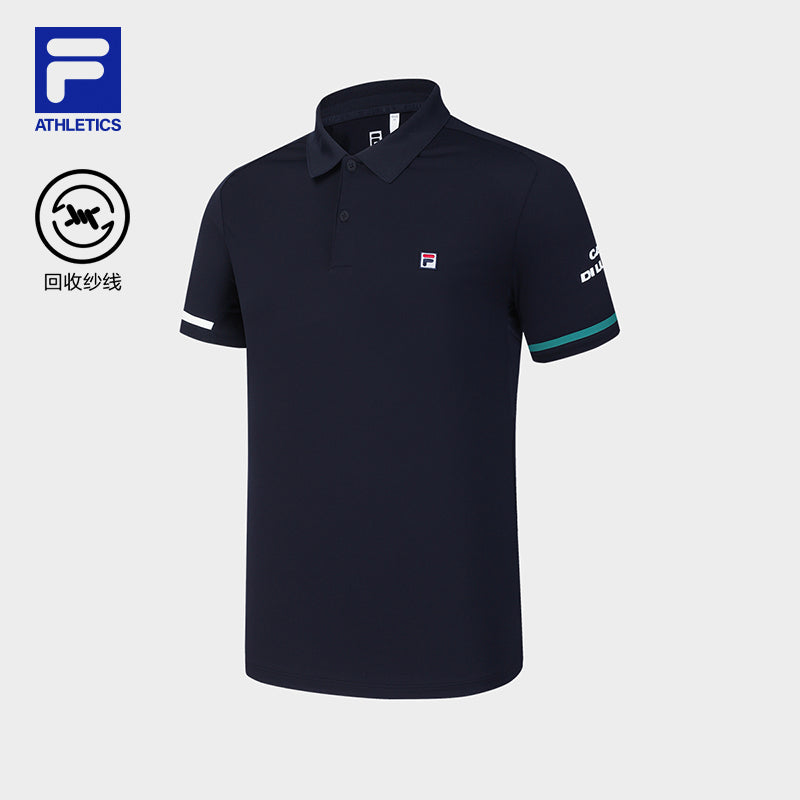 FILA CORE ATHLETICS TENNIS PREPPY NOSTALGIA Men Short Sleeve Polo (Navy)