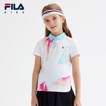 (130-165cm) FILA KIDS ART IN SPORTS PERFORMANCE TENNIS Girl's Short Sleeve Polo in White