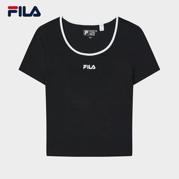 FILA CORE WHITE LINE Women Short Sleeve T-shirt (Black/White)