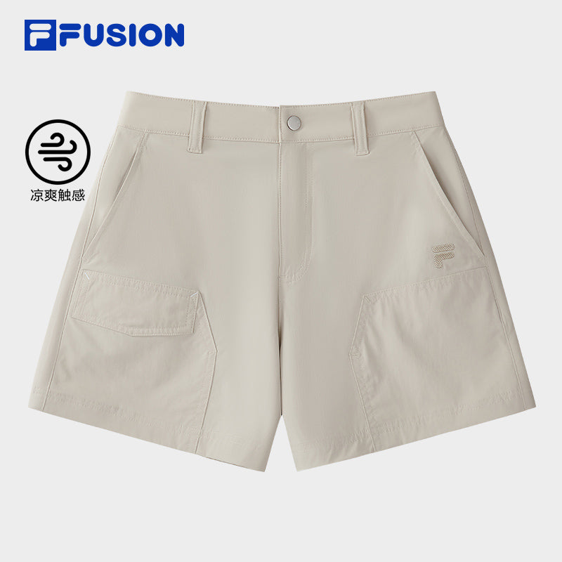 FILA FUSION INLINE FUSION X WORKWEAR WAVE BEAT Women Woven Shorts (Beige / Black)