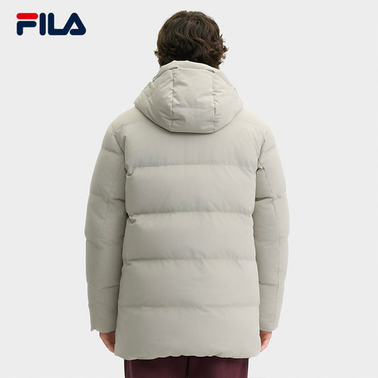 FILA CORE LIFESTYLE HERITAGE CLASSIC MONOGRAM Men Mid Length Down Jacket (Light Khaki)