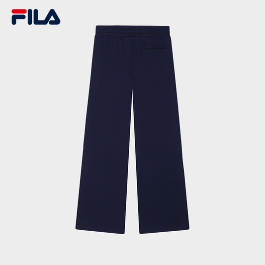 FILA CORE WHITE LINE Women's Knit Wide-Leg Long Pants in Dark Navy
